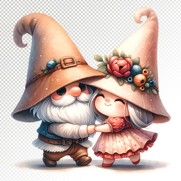 El capricho de Valentine Gnome Clipart Las ilustraciones de Gnome Transparente PSD El día de San Valentín