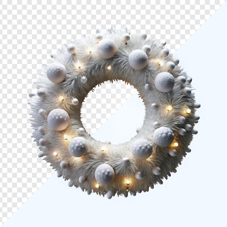 PSD la caprichosa corona blanca de las fiestas con decoraciones de piel y luces brillantes