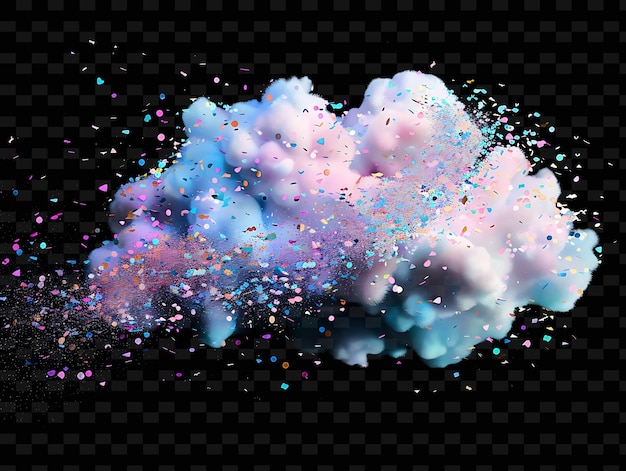 PSD caprichosa nuvem de algodão-doce com confete de cores pastel sc neon color shape decor collections