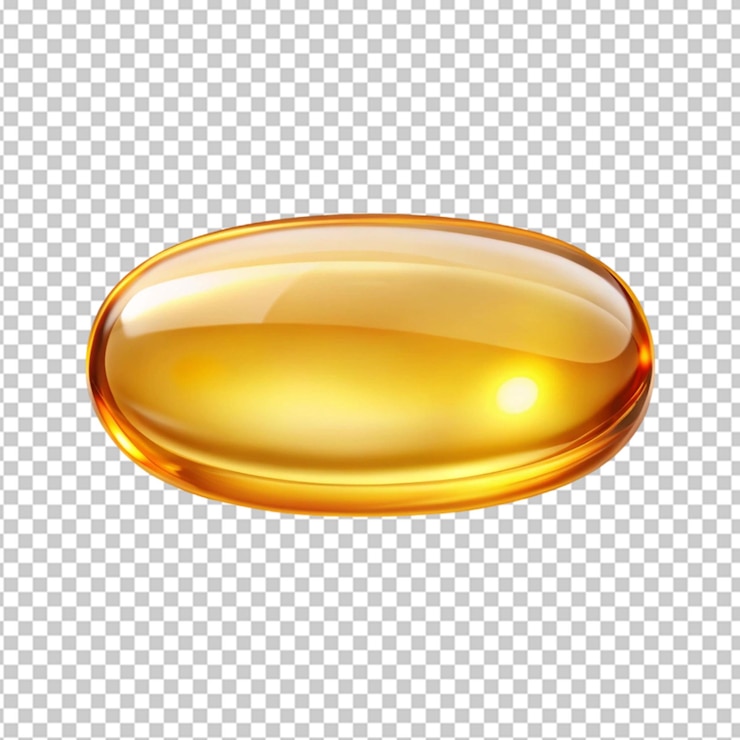 PSD cápsula de aceite de pescado real sobre un fondo transparente