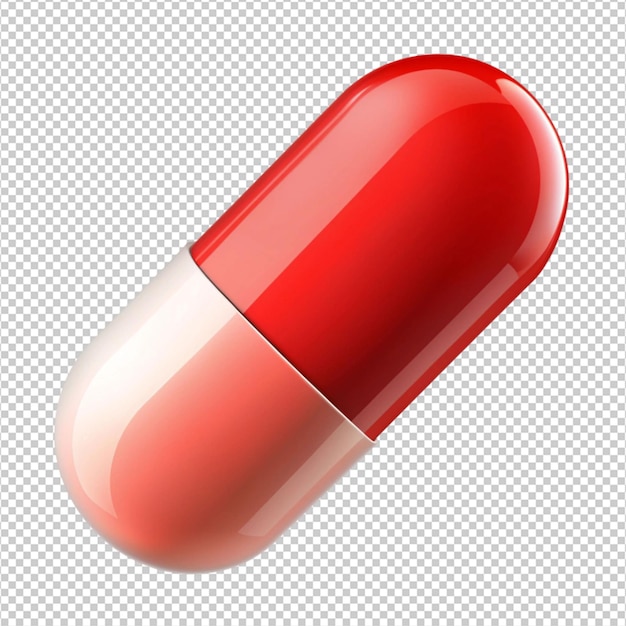 cápsula de píldora de color rojo sobre fondo blanco