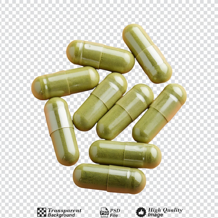 PSD capsulas de andrographis paniculata aisladas sobre un fondo transparente