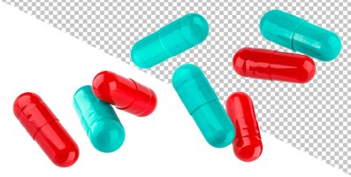 Cápsulas de comprimidos medicinais isoladas com traçado de recorte