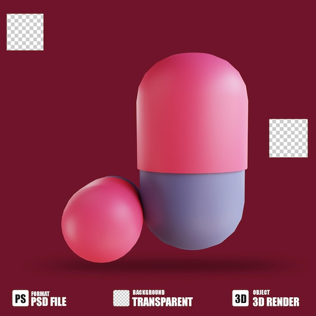 Cápsulas de medicamentos de ilustração 3D adequadas para uso médico