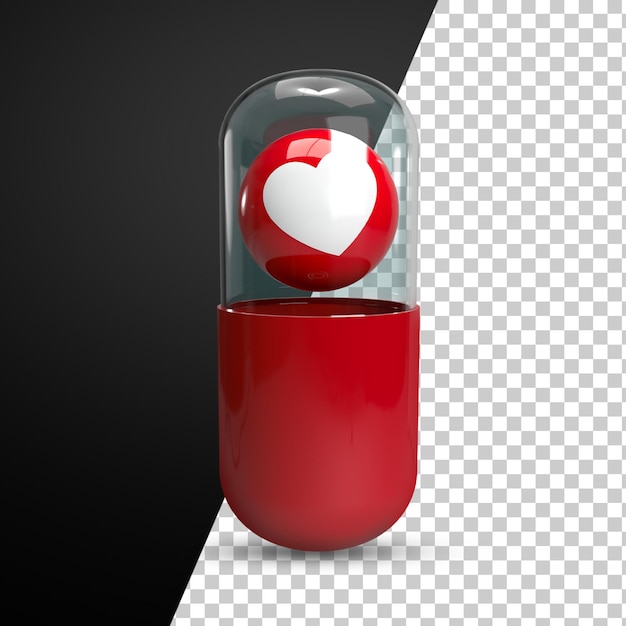 PSD capsule avec coeur 3d capsule avec comme