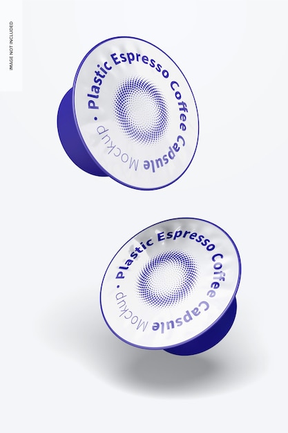 Capsule di caffè espresso in plastica Mockup, caduta