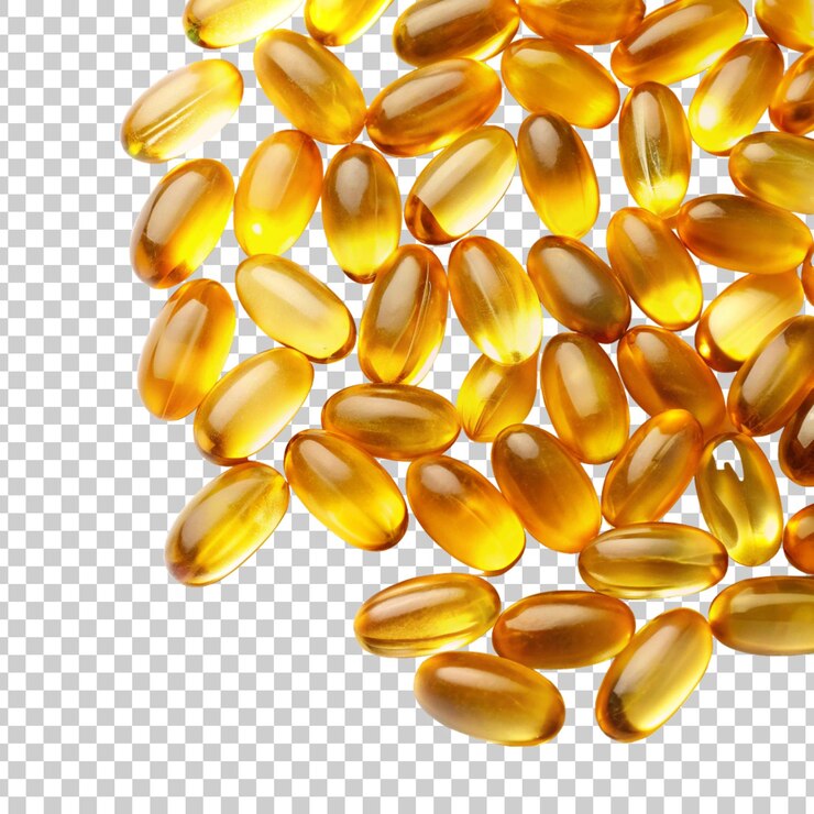 PSD capsule di olio di pesce isolate su uno sfondo trasparente psd