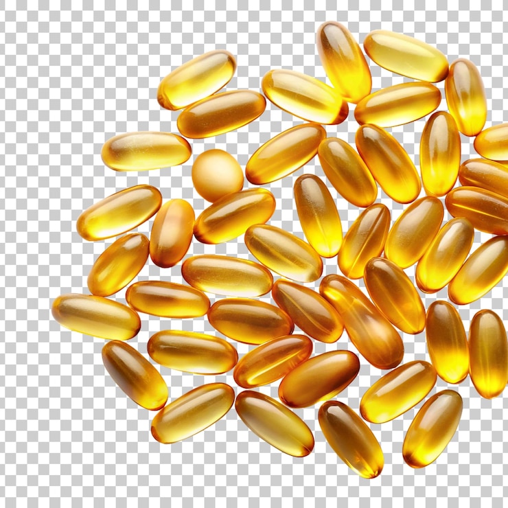 PSD capsule di olio di pesce isolate su uno sfondo trasparente psd
