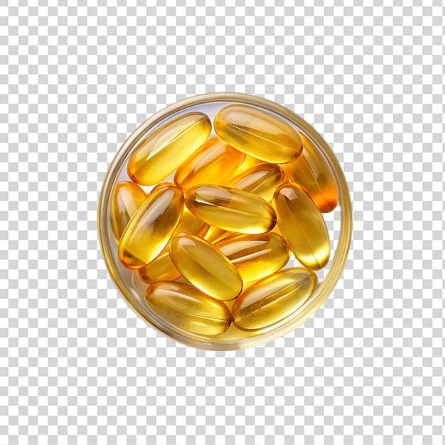 PSD capsules de gel d'huile de poisson oméga 3 sur fond transparent