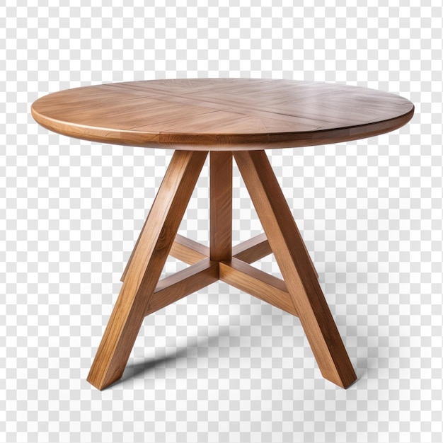 PSD capture en angle droit de la table ronde en bois sur un fond transparent psd