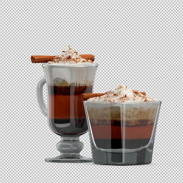 Capuccino quente 3d isolado render