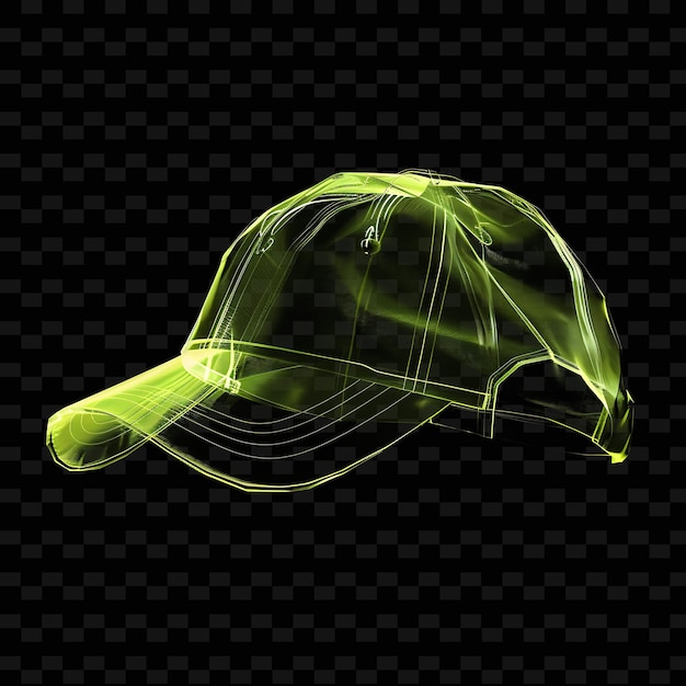 Capucha de béisbol con visera curva hecha con polímero transparente PNG ropa de moda de neón única