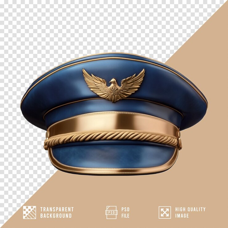 PSD capucha de oficial de aviación sobre un fondo transparente