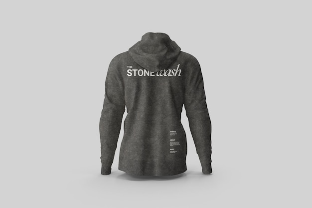 Capucha de Stonewash Mockup de la vista trasera
