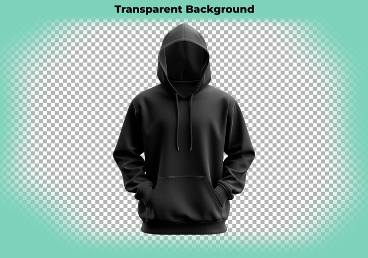 PSD capuz preto isolado em fundo transparente
