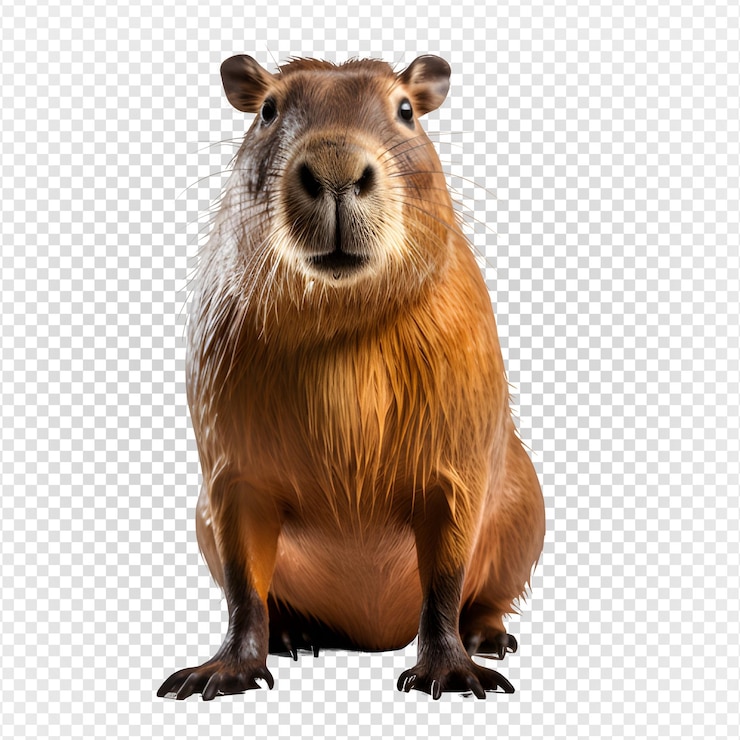 PSD capybara aislado en un fondo transparente vista frontal generativa ai