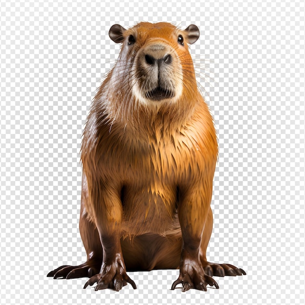 Capybara isolado em fundo transparente vista frontal generativa ai