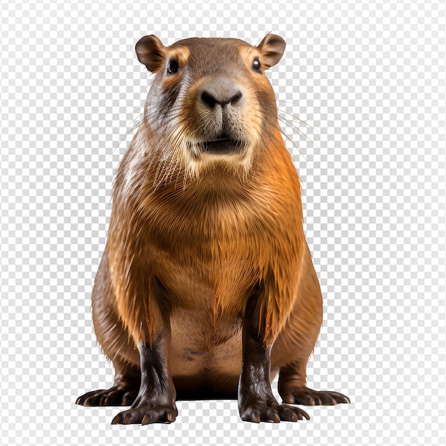 PSD capybara isoliert auf transparentem hintergrund vorderansicht generative ai