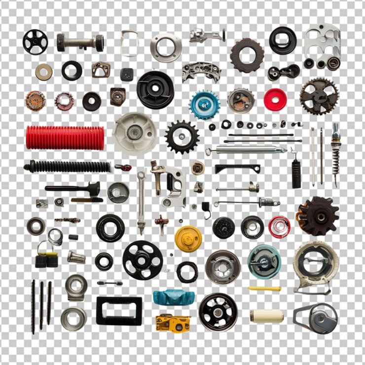 PSD car accessories isolated on transparent background for automotive design