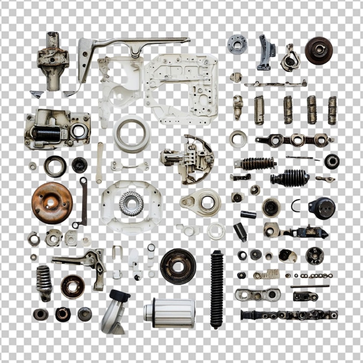 PSD car accessories isolated on transparent background for automotive design