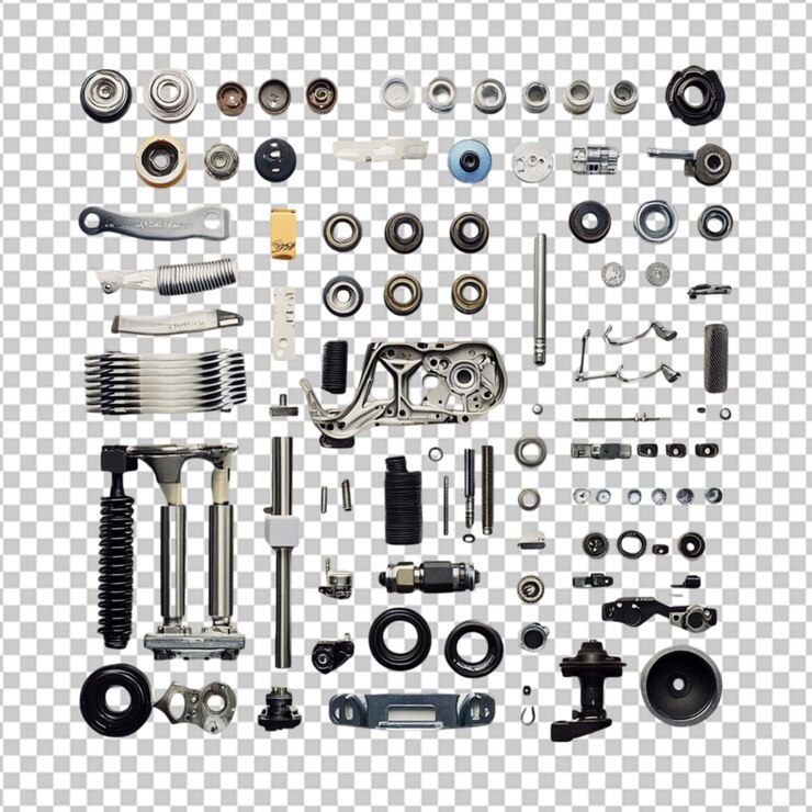 PSD car accessories isolated on transparent background for automotive design