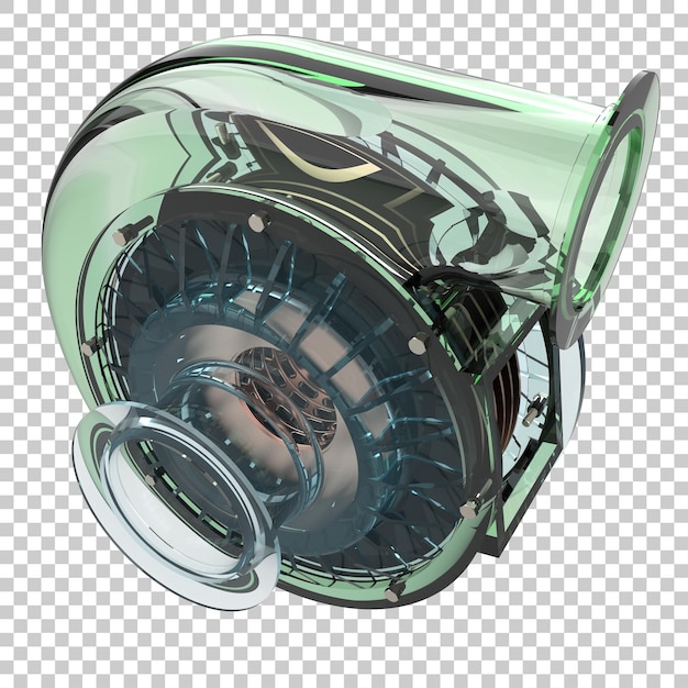Car engine turbine on transparent background 3d rendering illustration