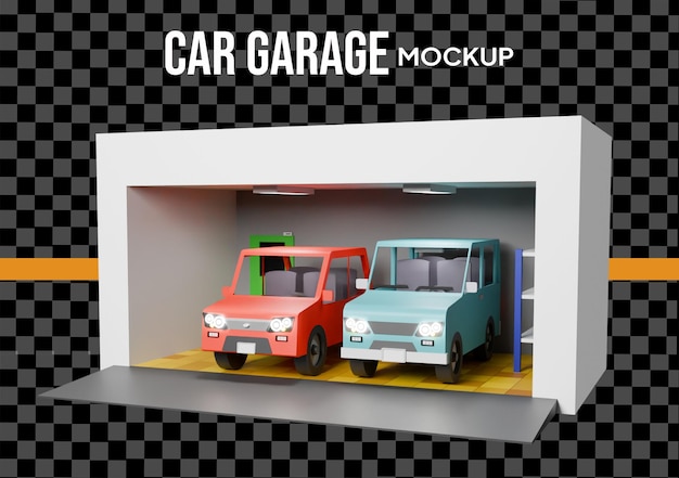 Car Garage Mockup with Two Cars