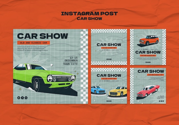 PSD car show postagens no instagram