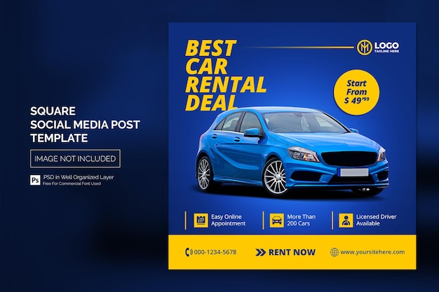 Car Social Media Instagram Post o Square Web Banner Advertising Template