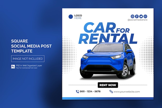 Car social media instagram post ou square web banner advertising template