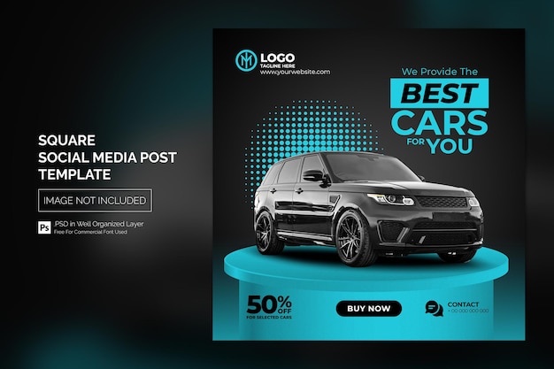 Car social media postagem no instagram ou modelo de publicidade de banner da web quadrada