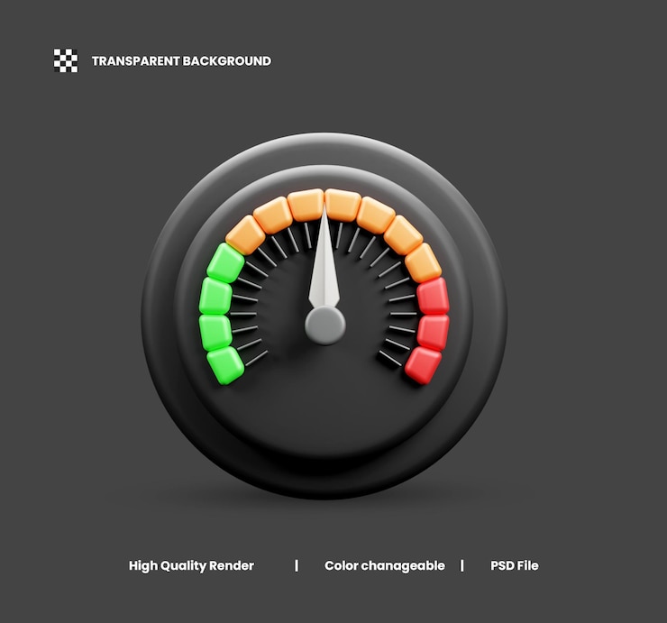 PSD car speed meter 3d icon illustration