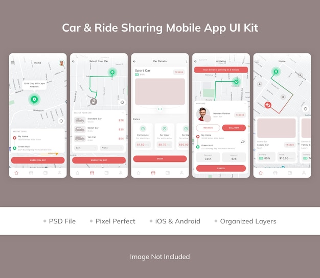 Car- und ride-sharing-mobile-app-ui-kit