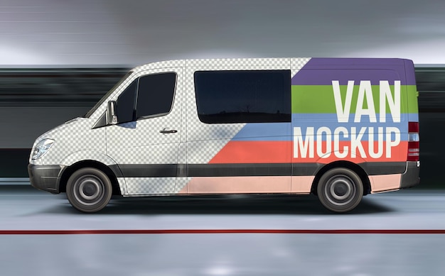 Car Wrap Mockup Psd realistische Fahrzeugfrachtwagen kommerzielle Aufkleber ev Mockup Vorlage