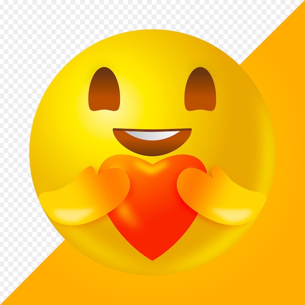 PSD cara con amor en la mano emoji aislado en 3d