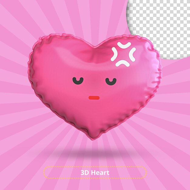 cara de corazón pensativa Emoji 3d render