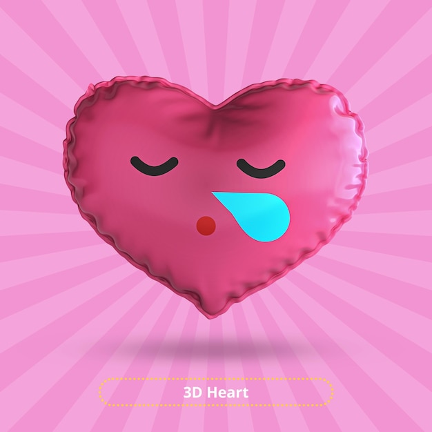 PSD cara de corazón soñoliento emoji 3d render