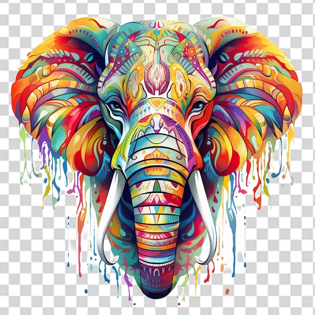 Cara de elefante de colores en png