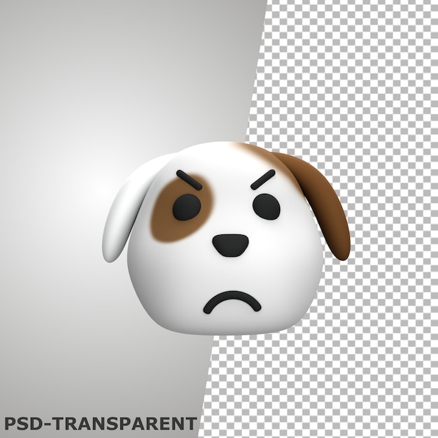 cara enojada del emoji del perro 3D