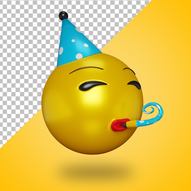 PSD cara de fiesta 3d con trompeta