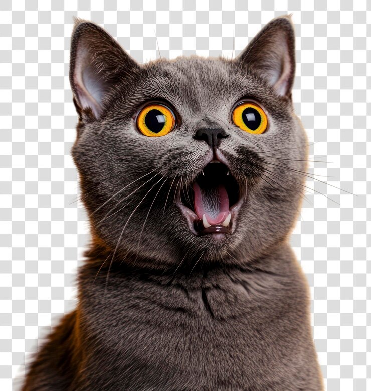 PSD cara de gato loca sorprendido animal mamífero