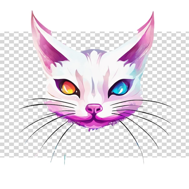 PSD cara de gato sobre un fondo transparente ilustración de un personaje de dibujos animados
