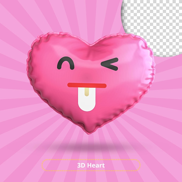 Cara guiñando con la lengua Heartface Emoji 3D Render