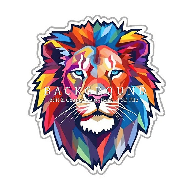 PSD cara de león en un estilo de arte digital
