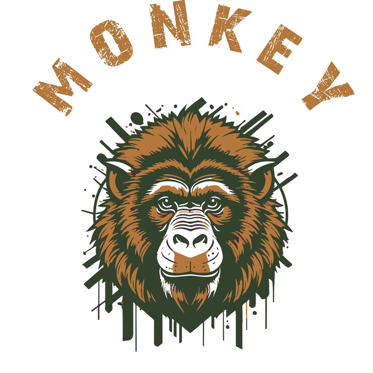 PSD cara de mono con ilustración enojada y divertida logo de cabeza de mono vector logo de cara de mono diseño de camiseta