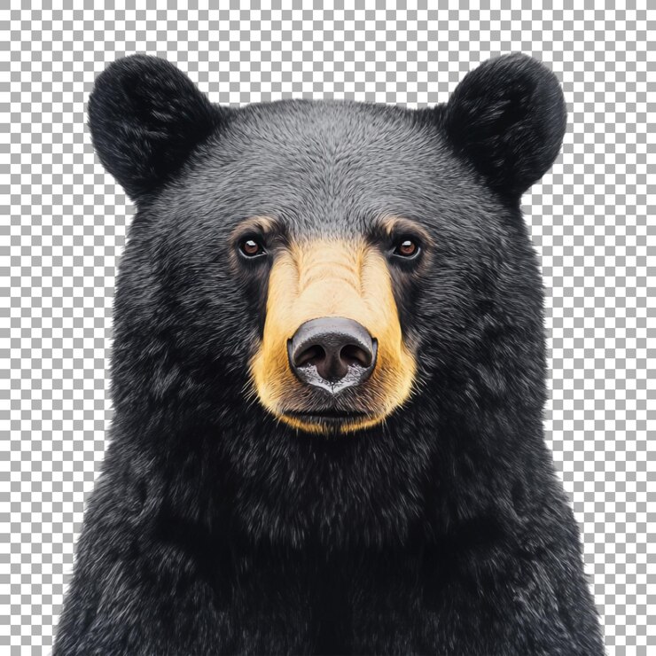 PSD cara de oso negro de png en un fondo transparente