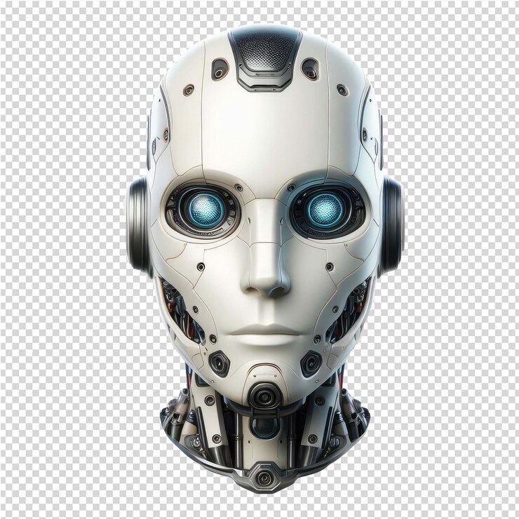 PSD cara de robot aislada en png con fondo transparente
