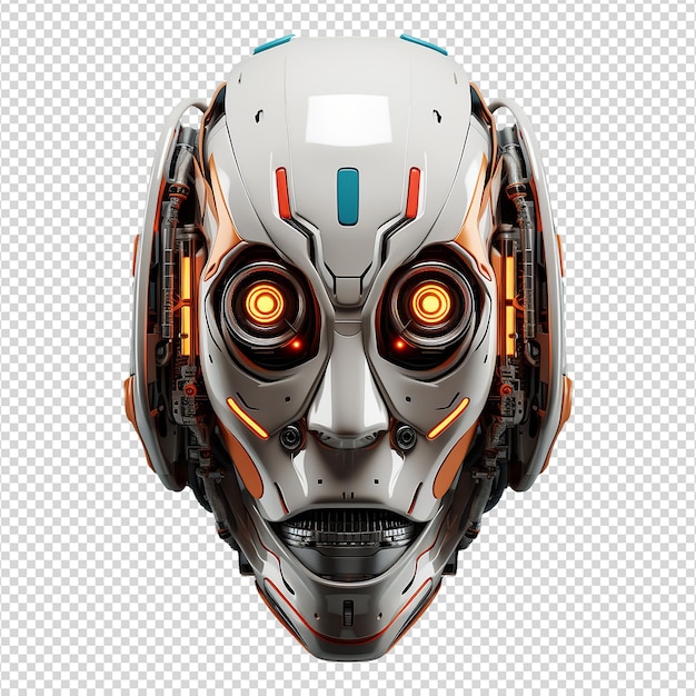 PSD cara del robot aislada sobre un fondo transparente