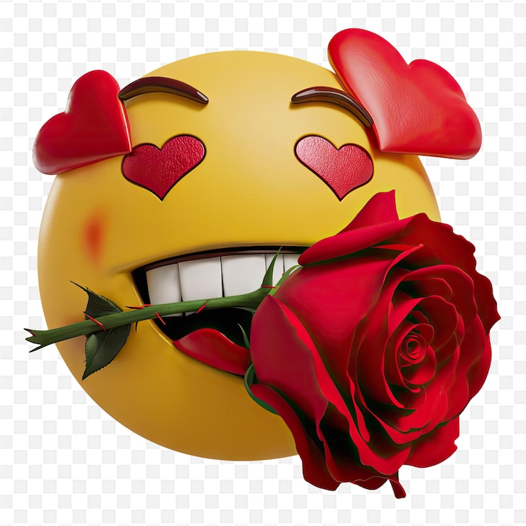 PSD una cara sonriente amarilla con rosas rojas y una sonrisa que dice " sonrisa "