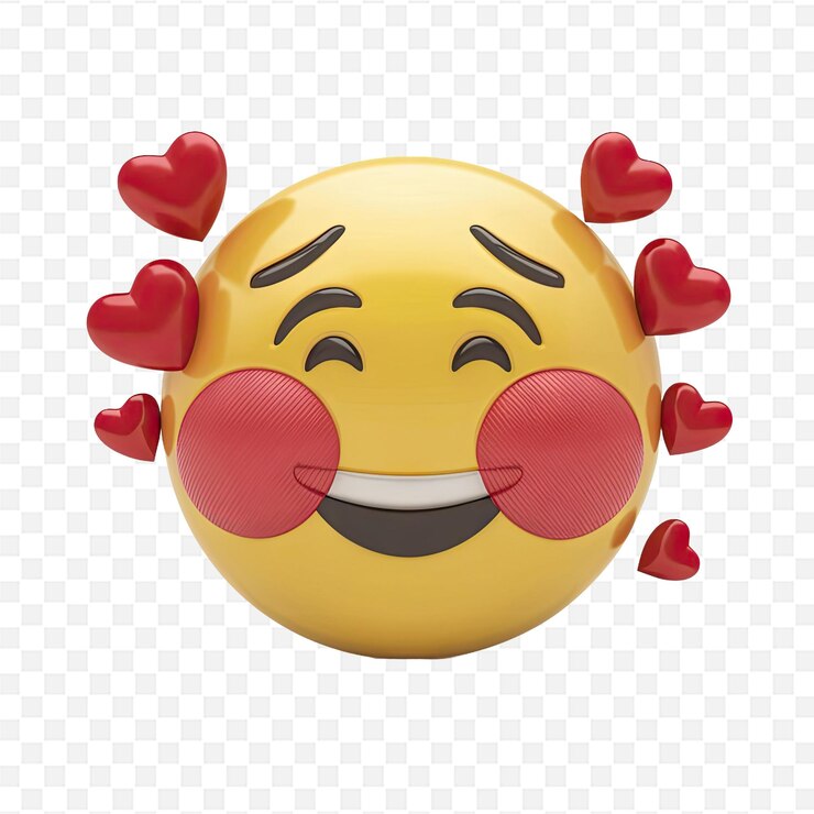 PSD una cara sonriente con corazones rojos en el fondo